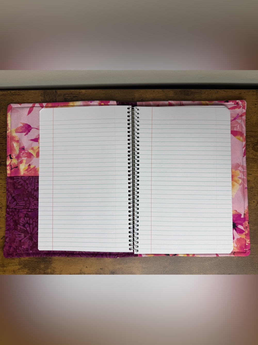Handmade Pink Floral Notebook Cover Folio - Stylish Home Organization